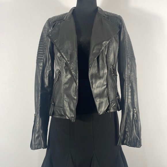 Giani Bernini Jackets & Blazers - Gianni Binni Black Faux Leather Biker, Motto Jacket,XS